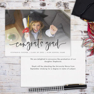 Script Photo Overlay Congrats Grad 2022 Graduation Announcement