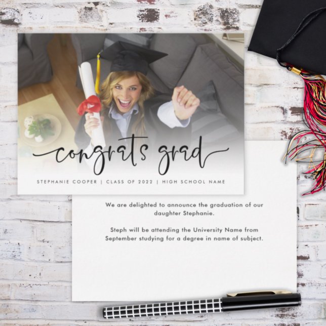 Script Photo Overlay Congrats Grad 2022 Graduation Announcement (Creator Uploaded)