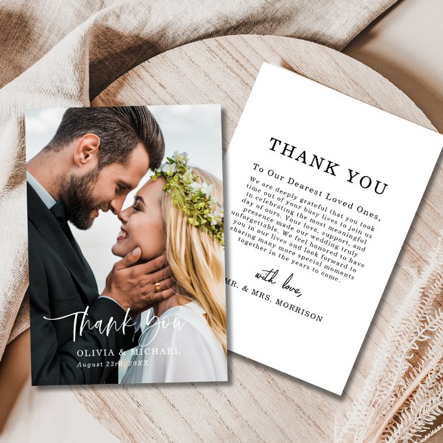 Script Photo Wedding Elegant Thank You Card (Creator Uploaded)