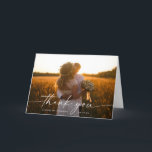 Script Photo Wedding Folded Thank You Card<br><div class="desc">This thank you card features a wedding photo and is the perfect way to thank family and friends for coming to your wedding.</div>