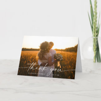 Script Photo Wedding Folded Thank You Card 