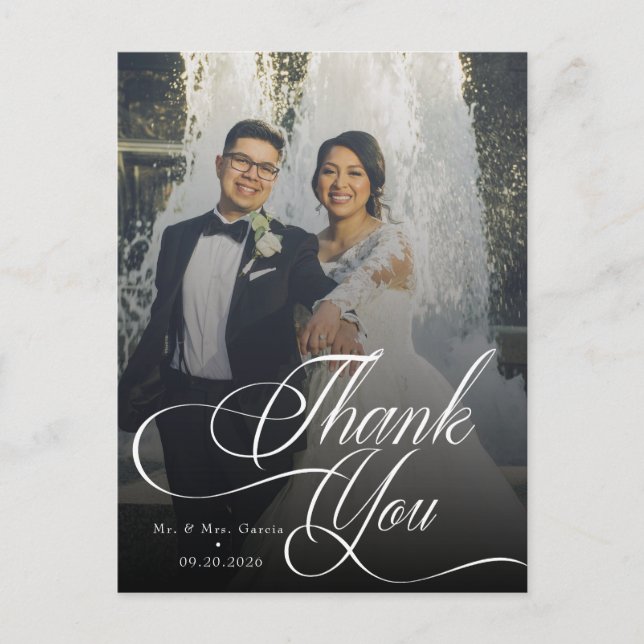  Script Photo Wedding Thank You  Postcard (Front)