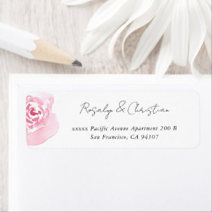 Script Pink Rose Return Address Label