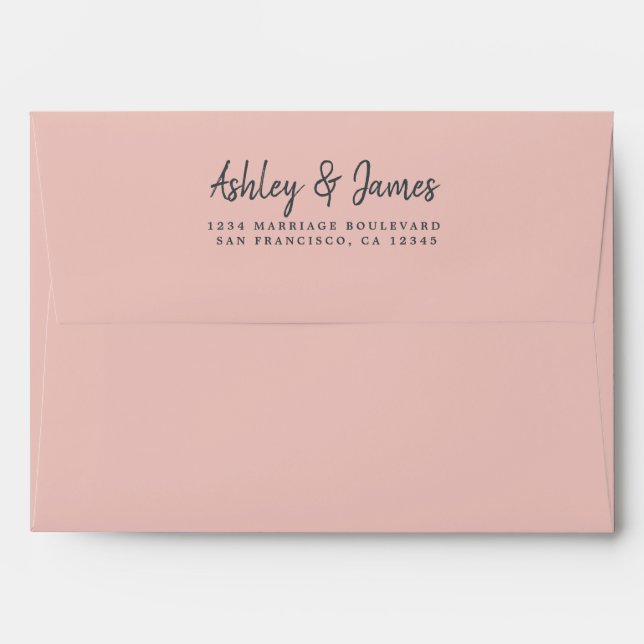 Script Pink Wedding Return Address Envelope (Back (Top Flap))
