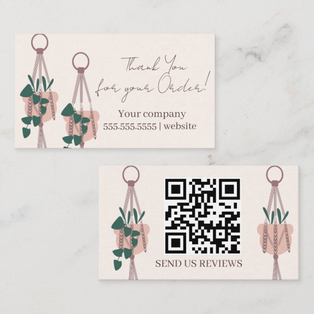 Script Plants Hanging Thank You Business Card (Front/Back)