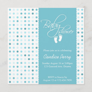 Script Polka Dot Boy Baby Shower Invite