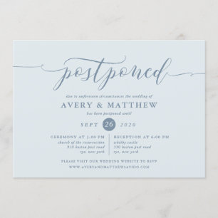 Script Postponed Wedding Ceremony and Reception Invitation