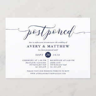 Script Postponed Wedding Ceremony and Reception Invitation