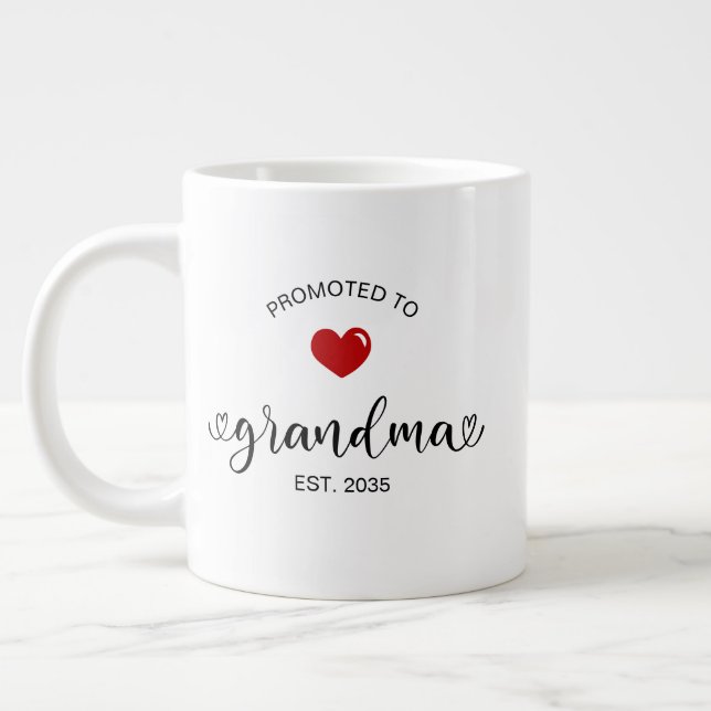Script Promoted To Grandma Large Coffee Mug (Left)