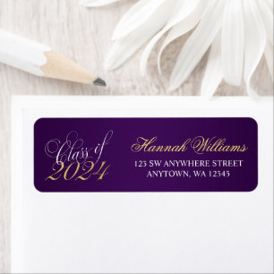 Script Purple Gold 2021 Graduation Return Address Return Address Label