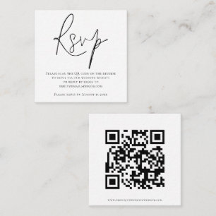 Script QR Code Wedding Black White RSVP Enclosure Card