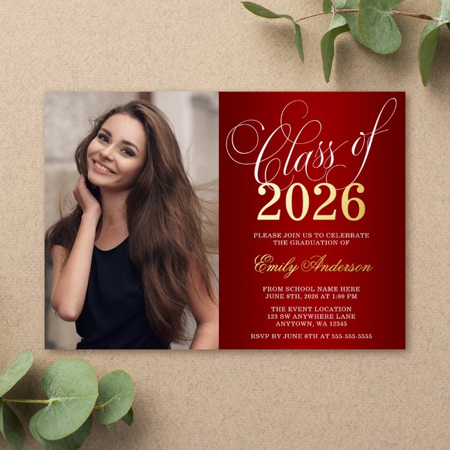 Script Red 2026 Photo Graduation Party Gold (Creator Uploaded)