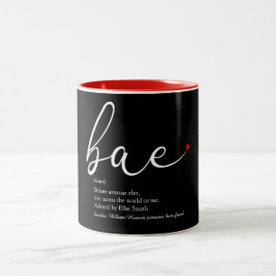 Script Red Love Heart Bae Definition Elegant Two-Tone Coffee Mug