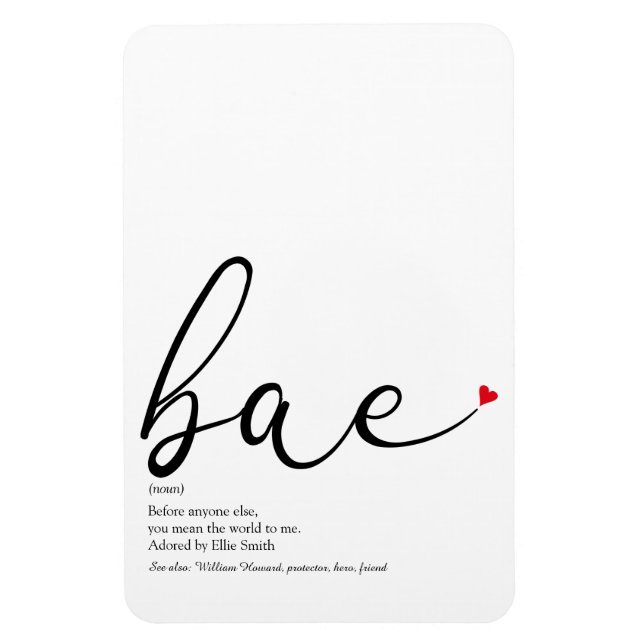Script Red Love Heart Bae Definition Magnet (Vertical)