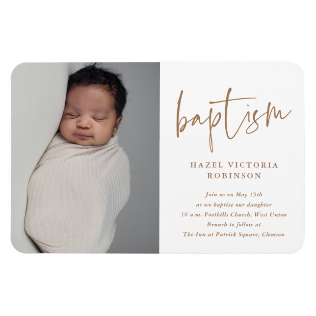 Script Religious Baptism & Christening Invitation Magnet (Horizontal)