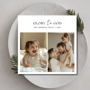 Script Religious Holy Christmas Glory To God Photo Holiday Card