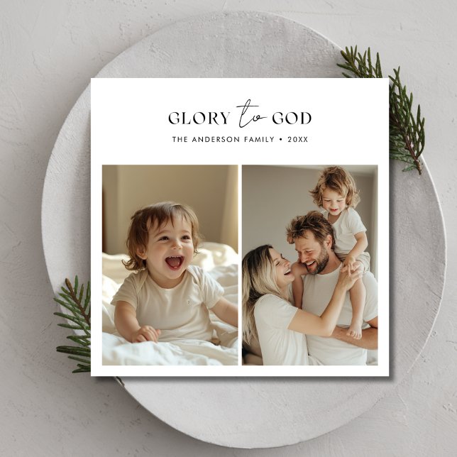 Script Religious Holy Christmas Glory To God Photo Holiday Card (Creator Uploaded)