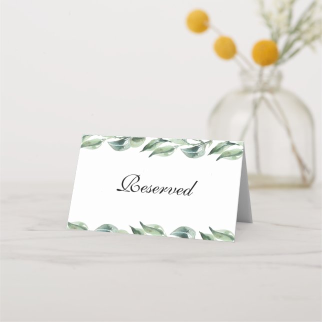 Script Reserved Personalised Wedding Place Card (Front)