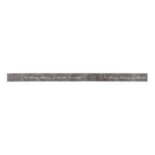 Script, roses and butterflies on grey bg custom satin ribbon