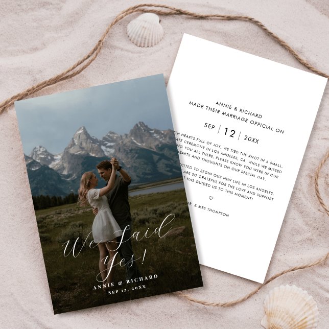 Script Rustic Mountain Photo Wedding Announcement (Creator Uploaded)