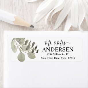 Script Sage Green Wedding Return Address Label