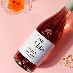 Script Save the date  Sparkling Wine Label