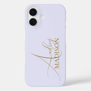 Script Serif Name Purple Lavender iPhone 16 Case