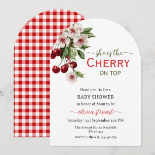 Script she is the cherry on top Baby Shower Invitation