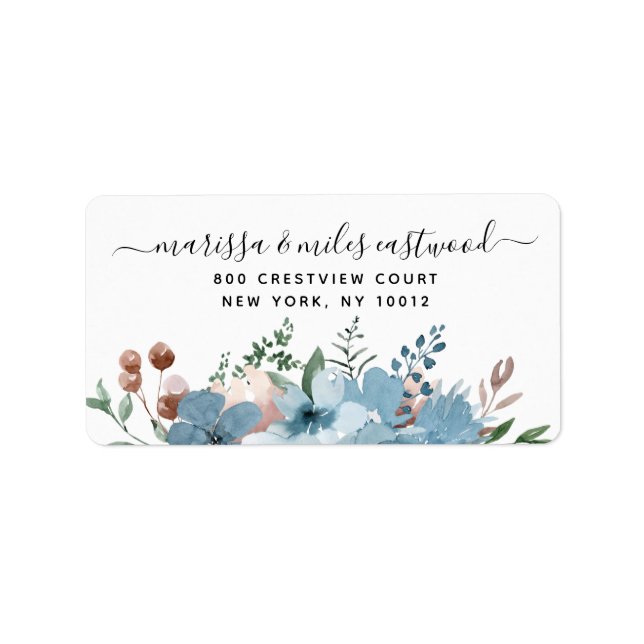 Script Signature Floral Return Address Label (Front)