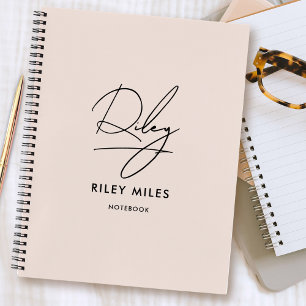 Script Signature Monogram Blush Pink Modern Chic Notebook