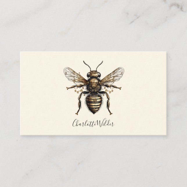 Script Signature Personalised Bee Calling Card (Front)