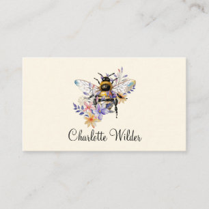 Script Signature Personalised Bee Floral Calling Card