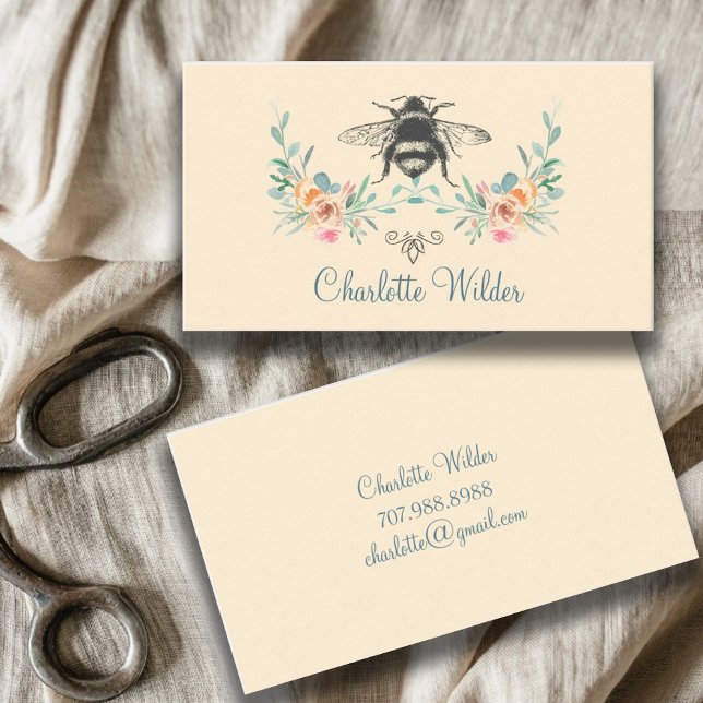 Script Signature Personalised Bee Floral  Calling Card (Creator Uploaded)