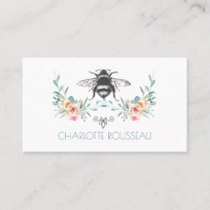 Script Signature Personalised Bee Floral Calling Card