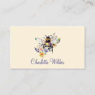 Script Signature Personalised Bee Floral Calling Card