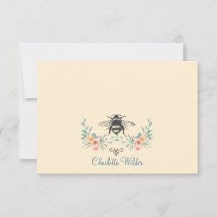 Script Signature Personalised Bee Floral Card