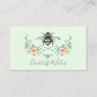 Script Signature Personalised Bee Floral Green