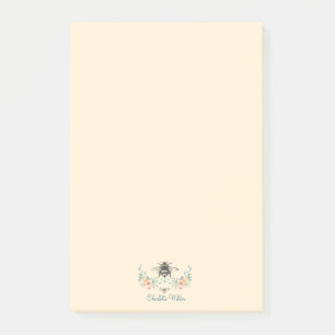 Script Signature Personalised Bee Floral  Post-it Notes