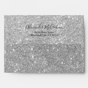 Script Silver Glitte Return Address Mailing Envelope