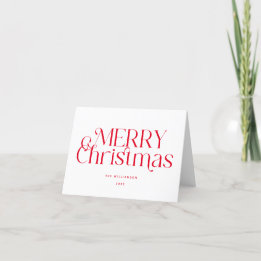 Script Simple Merry Christmas Red Holiday Card