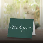 Script Simple Modern Elegant Emerald Green Thank You Card<br><div class="desc">Emerald green simple modern elegant script thank you card. You can personalise with your own thank you message on the reverse or if you would prefer to add your own handwritten message simply delete the text. A perfect way to say thank you! Designed by Thisisnotme©</div>