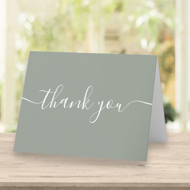 Script Simple Modern Elegant Sage Green Thank You Card (Creator Uploaded)