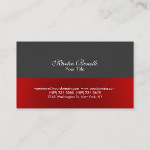 Script Simple Red Grey Consultant Business Card