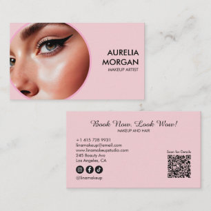 Script Social Icon QR Code Photo makeup Artist Business Card