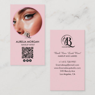 Script Social Icon QR Code Photo makeup Artist Business Card