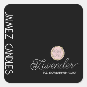 Script Soy Vegan Candle Maker Black Logo Square Sticker