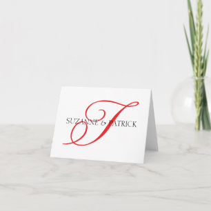 Script T Monogram Notecard (Red / Black)