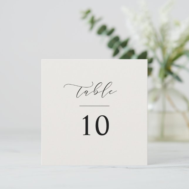 Script Table Number Wedding Reception Square Card  (Standing Front)