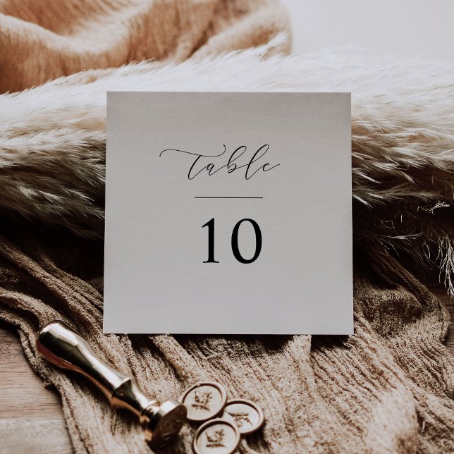 Script Table Number Wedding Reception Square Card  (Creator Uploaded)
