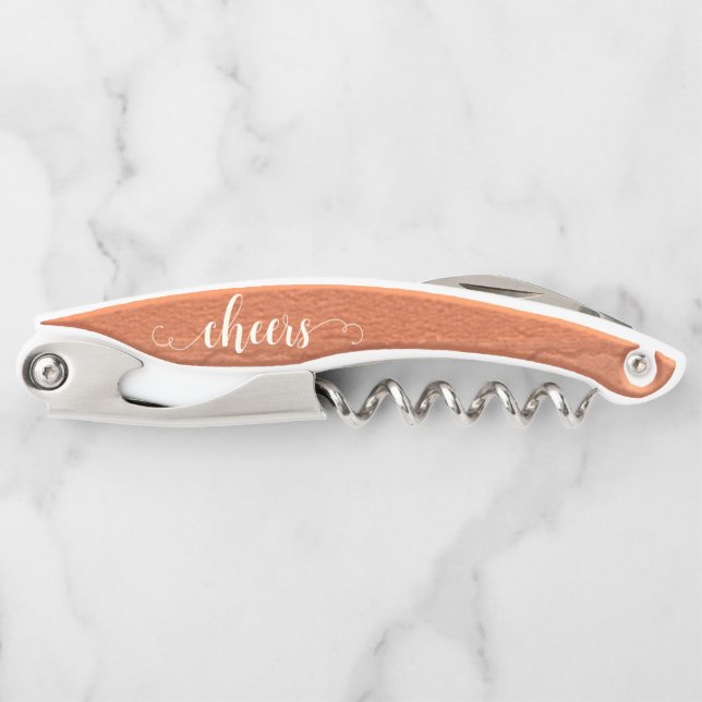 Script Terra Cotta Corkscrew Bottle Opener (Front)